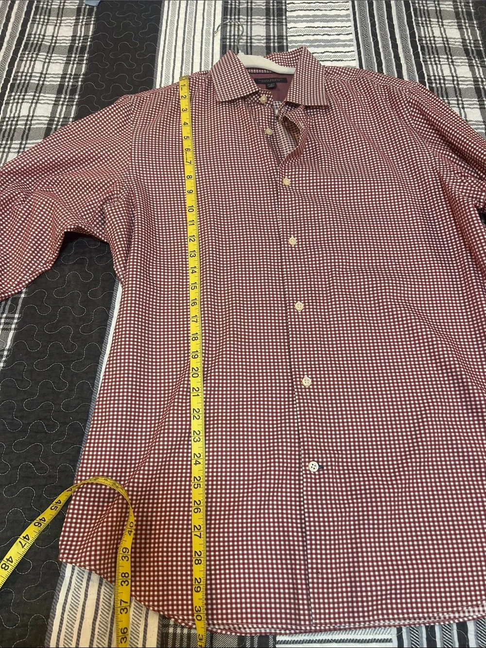 Banana Republic Red and White Check Button-Down Shirt